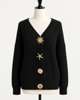 Cardigan soleil en laine noir