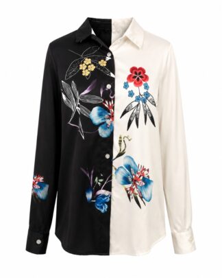 Chemise à fleur noir et blanc