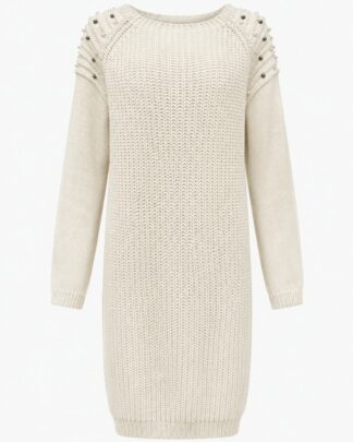 Robe en laine avec perle beige
