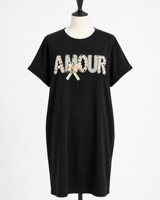 Robe t-shirt amour avec poche noir (copie)