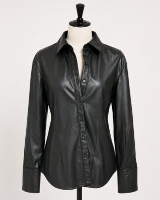 Chemise en cuir noir