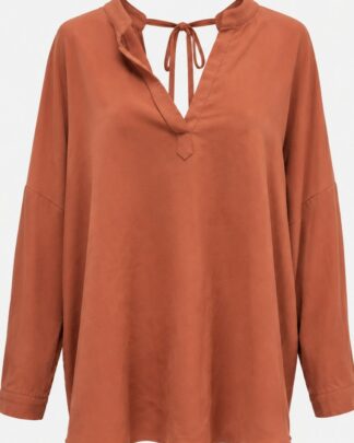 Blouse col en V vieux rose