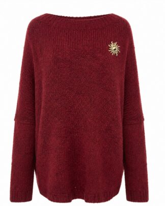 Pull soleil en laine rouge