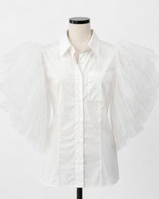 Chemise manche à frou frou blanche