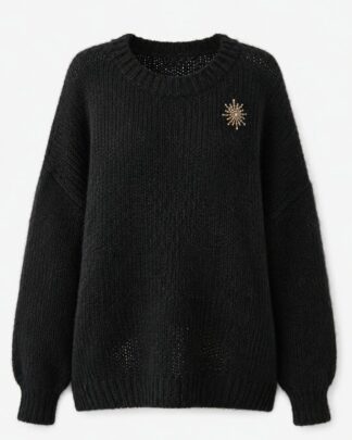 Pull soleil en laine noir