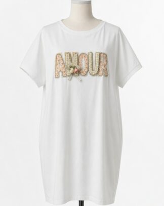 Robe t-shirt amour avec poche blanche
