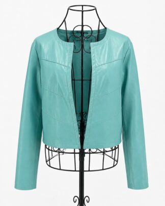 Veston cuir turquoise