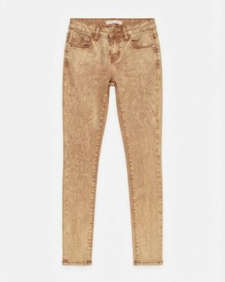 Jeans skinny pailleté ocre