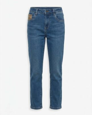 Jeans à poche à strass léopard